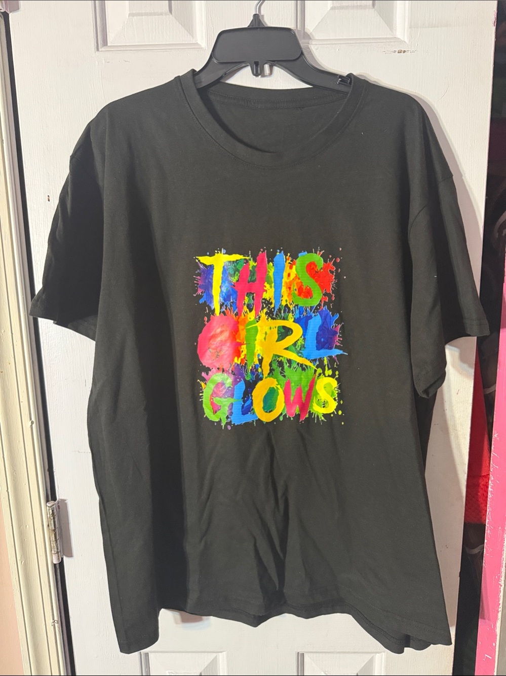 Black Short-Sleeve Graphic Tee - Multicolor "This Shirt Glows"